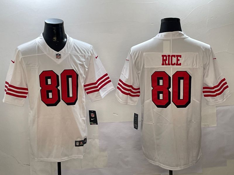 Men San Francisco 49ers #80 Rice White Throwback 2024 Nike Limited NFL Jersey style 0104->san francisco 49ers->NFL Jersey